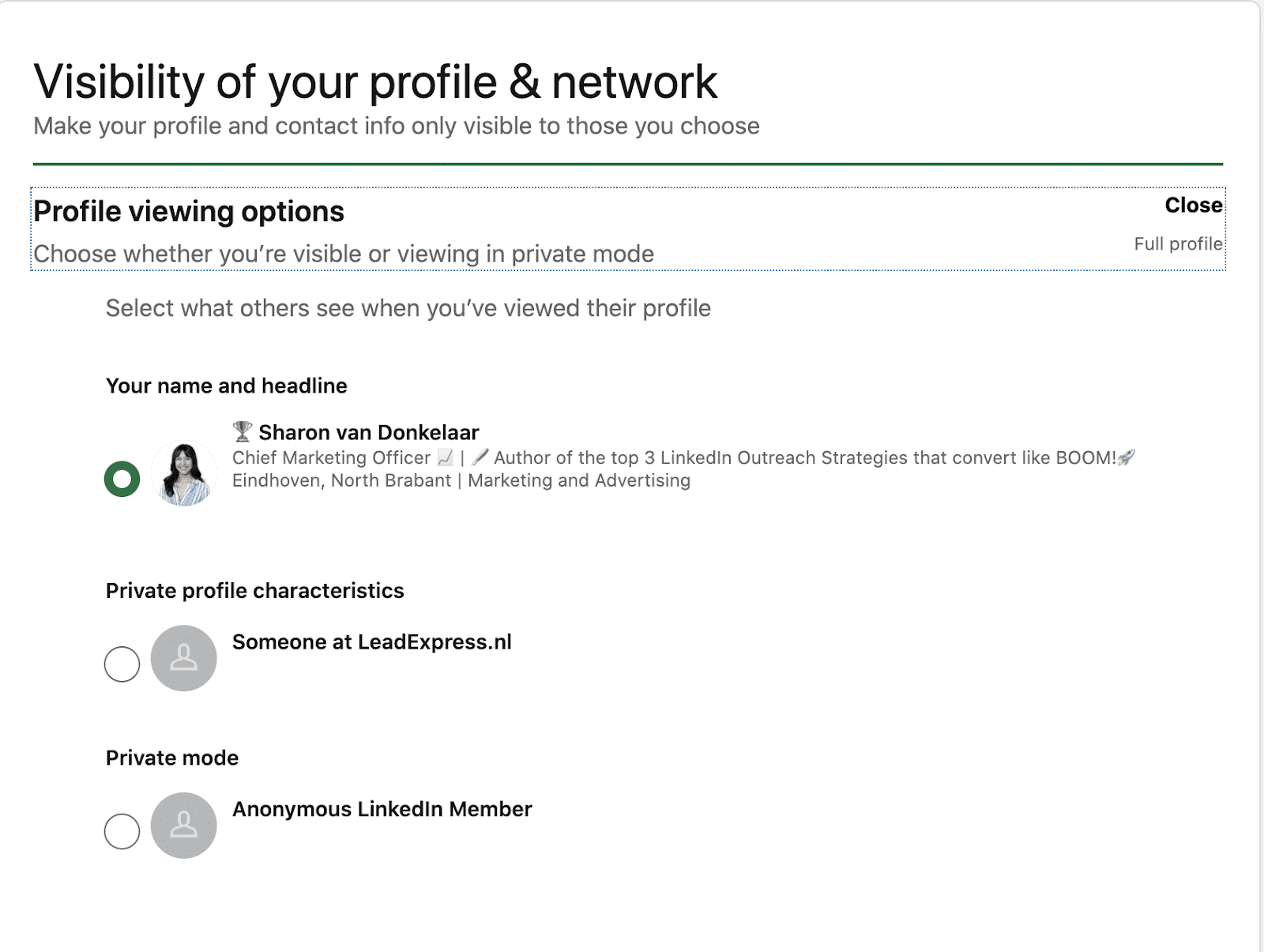 Linkedin says this profile is not available