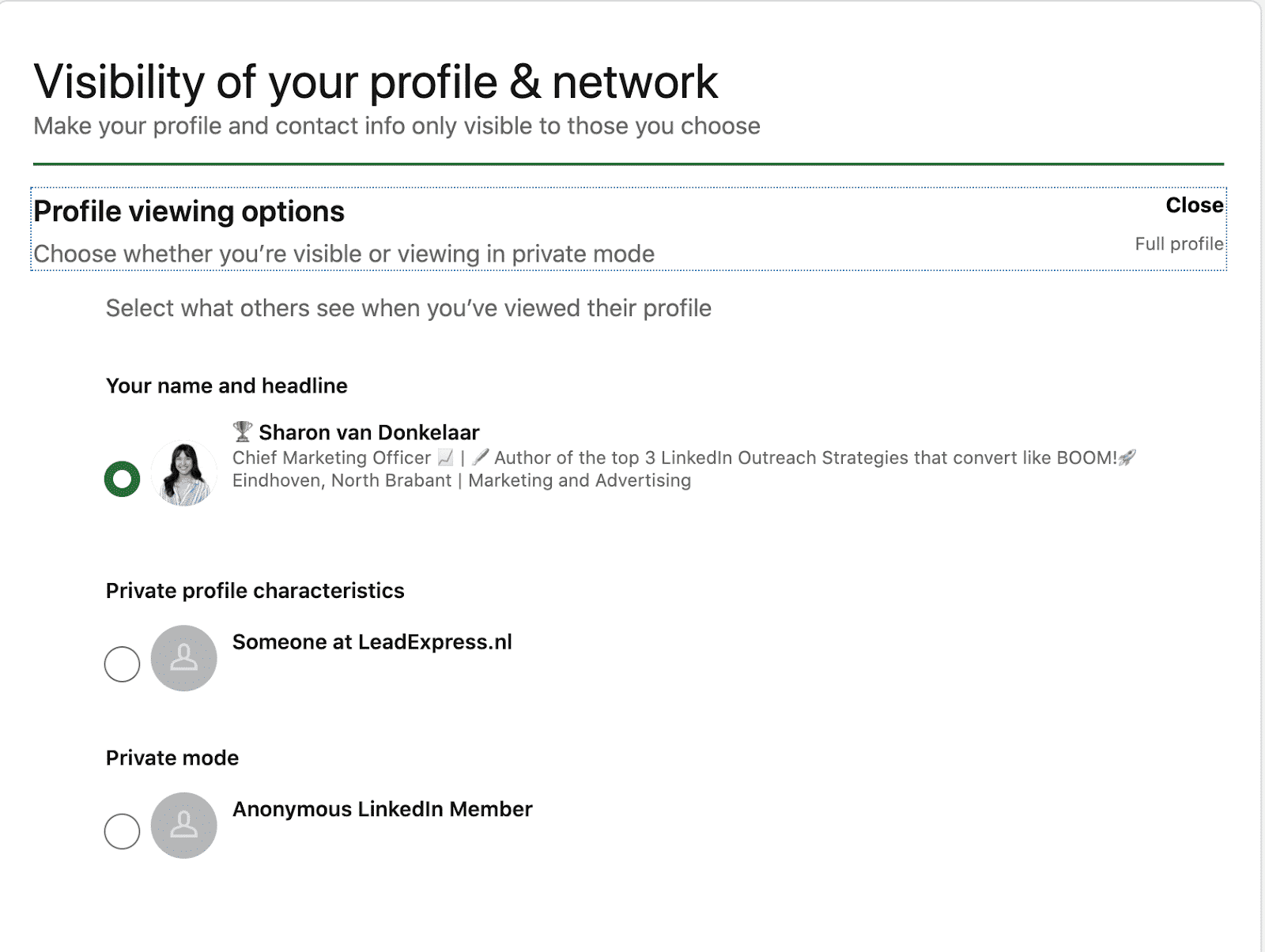 linkedin private mode after viewing 