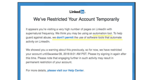 linkedin restricted account