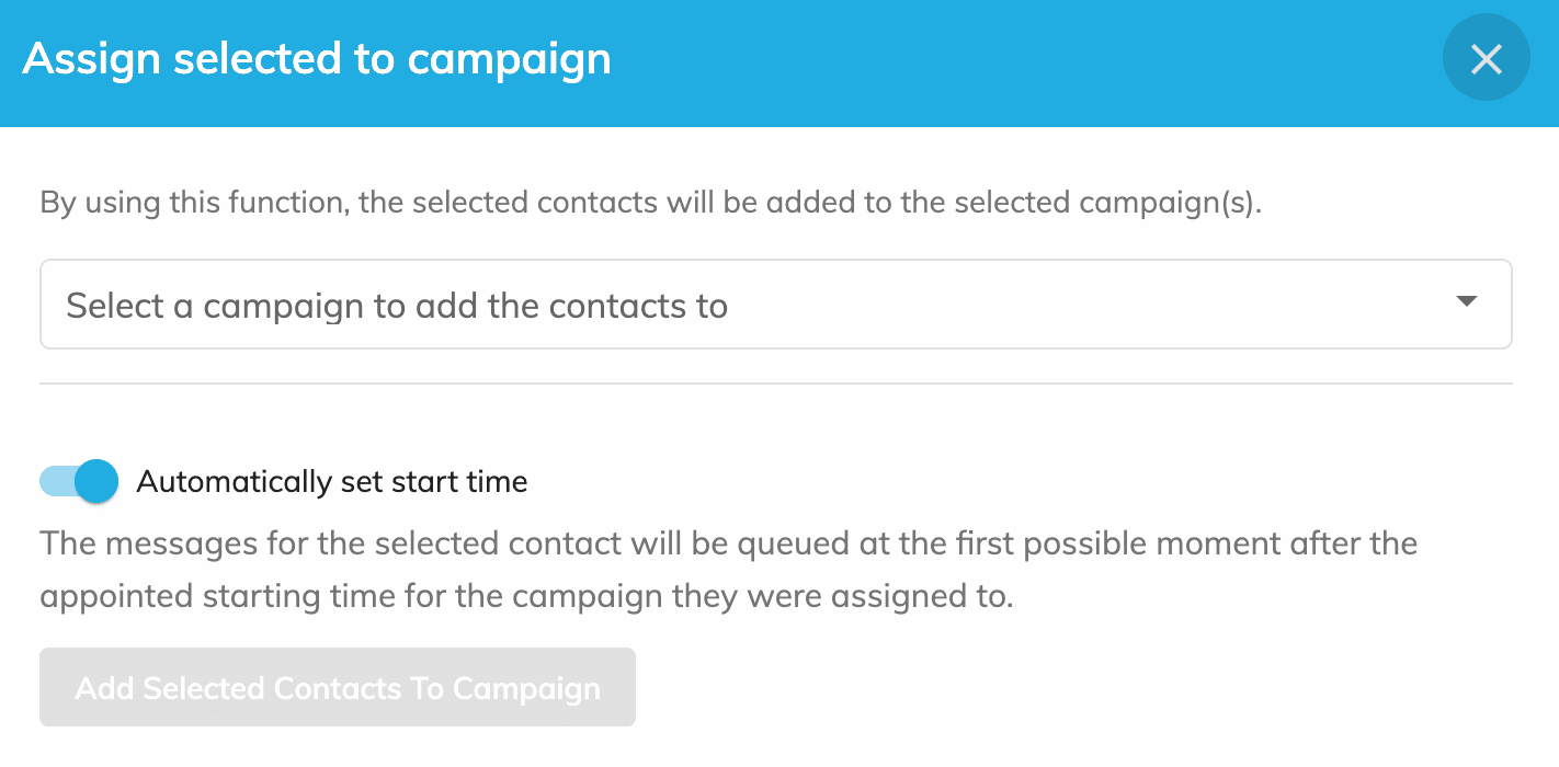 assign selected contacts to campaign Expandi