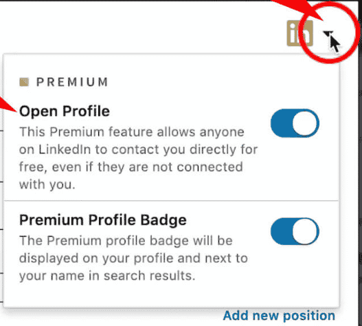 Open LinkedIn profile settings