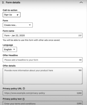 Creating the Lead Gen Form
