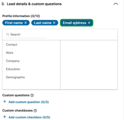 lead details & custom questions
