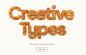 A screenshot of Adobe's creative types test