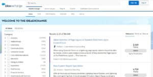 A screenshot of Salesforce's ideaexchange forum