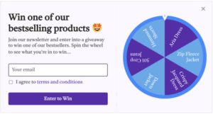 A screenshot of a prize wheel from Drip