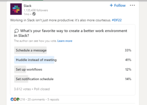 A screenshot of a poll from Slack on LinkedIn