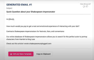 A screenshot of Mailshake's email templates