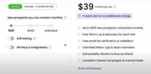 A screenshot of Woodpecker's pricing