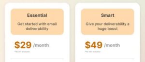 A screenshot of Lemlist's email domain warm up pricing