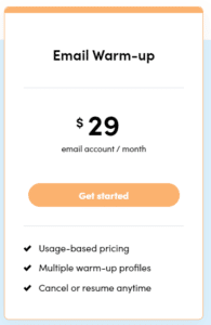 A screenshot of Reply.io's email warmup plan