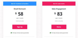 A screenshot of Mailshake's pricing