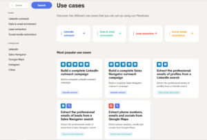 a screenshot of PhantomBuster's use cases