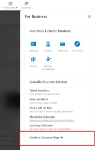 linkedin for business page
