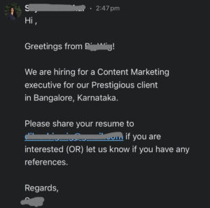 LinkedIn recruiter template messages