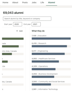 how to search for alumni on LinkedIn