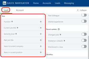 how to pin filters in sales navigator