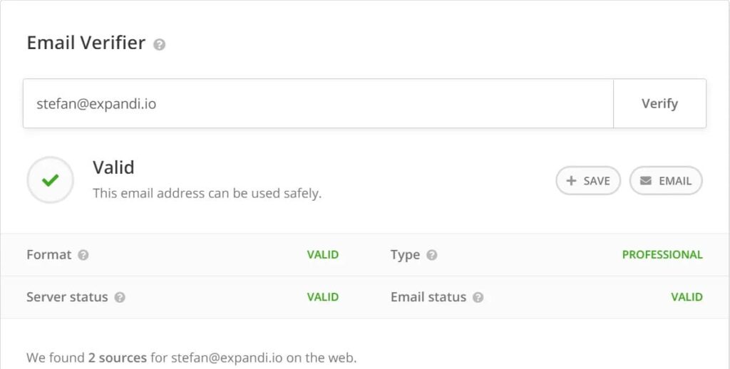 Email verification tool