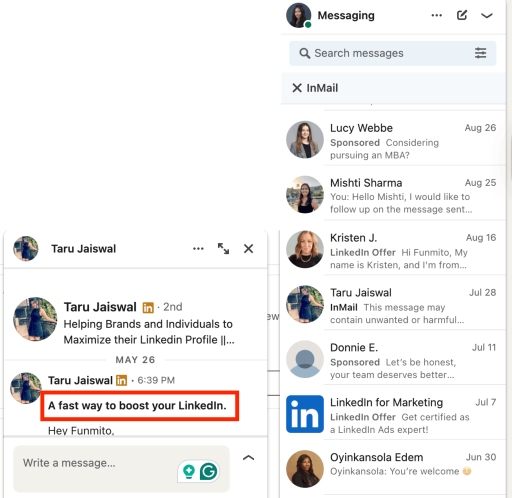 LinkedIn InMail subject lines