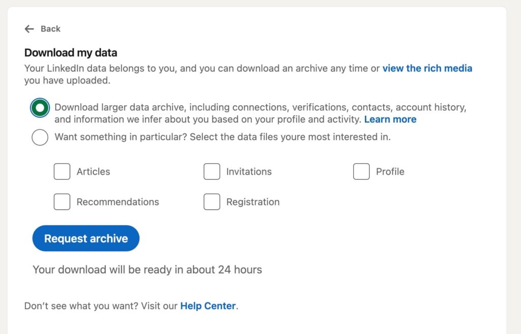how to export linkedin contacts