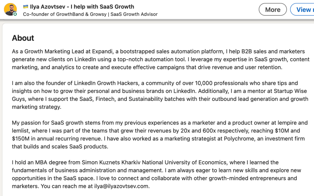 sales director linkedin profile examples