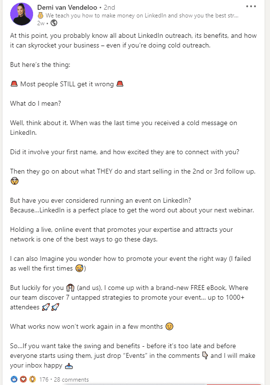 LinkedIn post comments