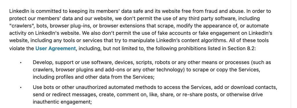 linkedin prohibited activities