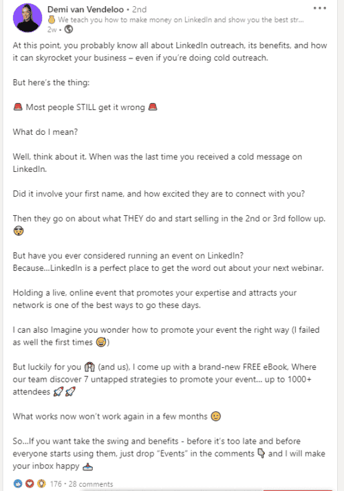 Linkedin post example