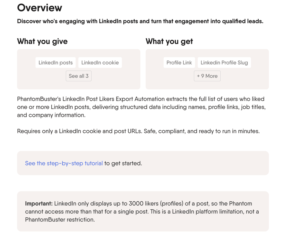 phantombuster scraping linkedin likes and comments