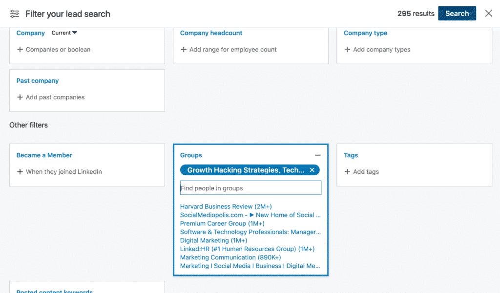 Targeting LinkedIn Group Members