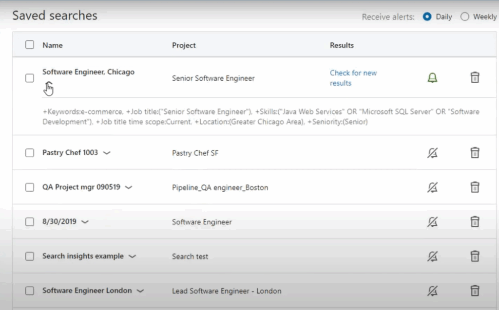 Saved Searches in LinkedIn