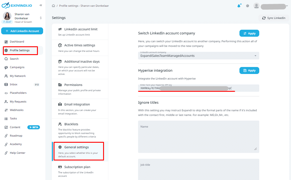 Expandi.io dashboard showing LinkedIn outreach automation campaigns.