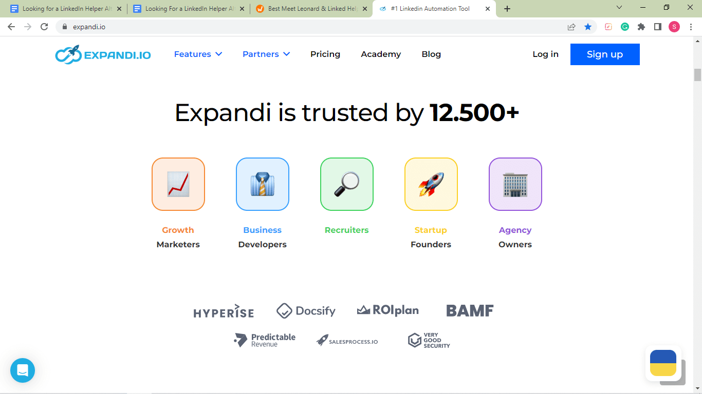 a screenshot of Expandi.io's users