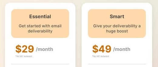 A screenshot of Lemlist's email domain warmup pricing