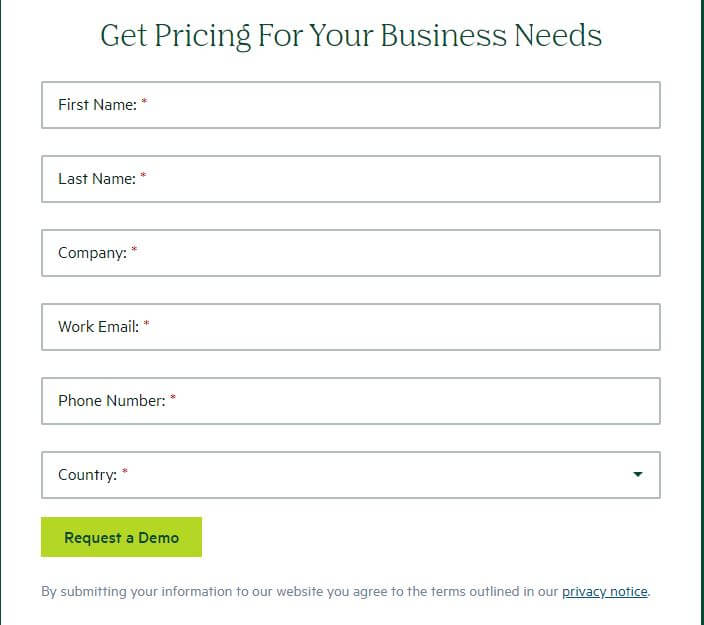 A screenshot of Salesloft's pricing form