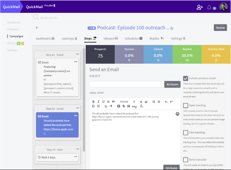 A screenshot of QuickMail