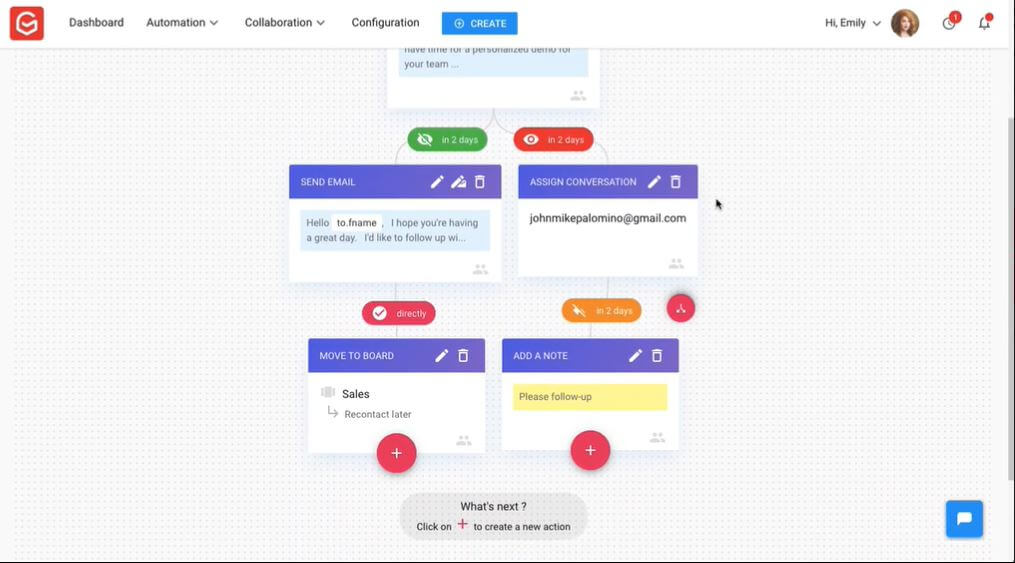 A screenshot of Gmelius' campaign sequences