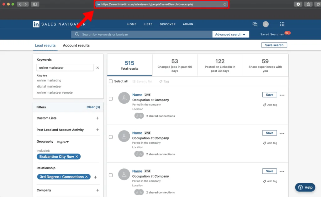 Scraping search results from LinkedIn