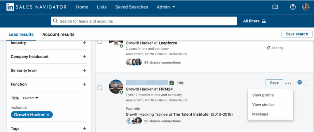 Finding similar accounts on LinkedIn Sales Navigator