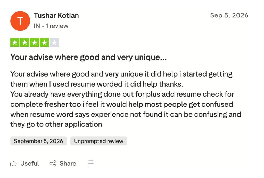 resume worded trustpilot review