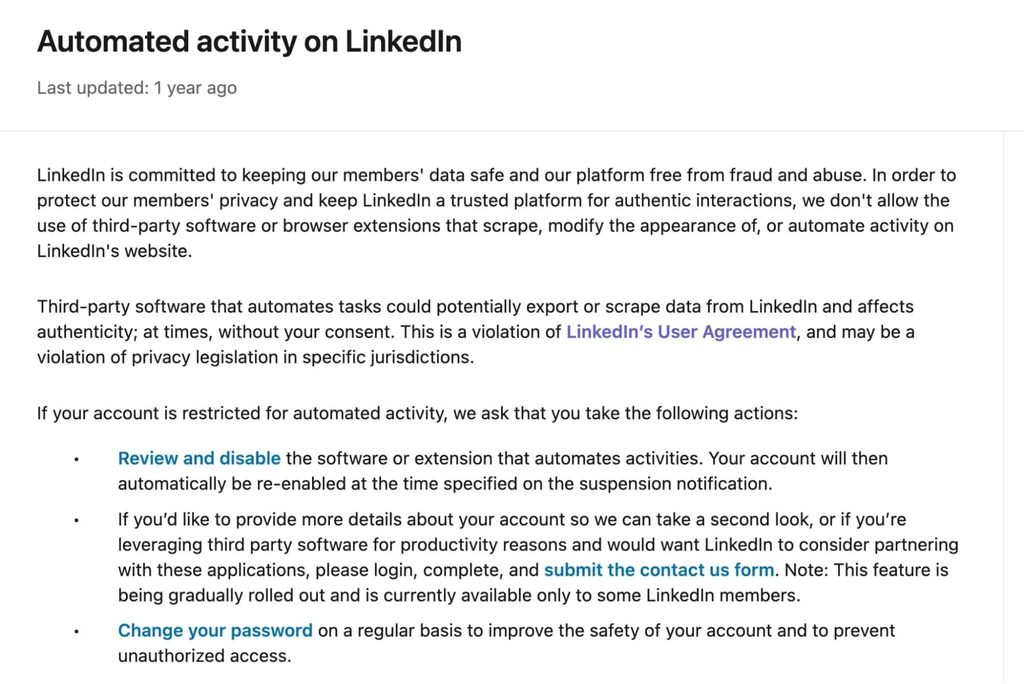 linkedin on automation activity