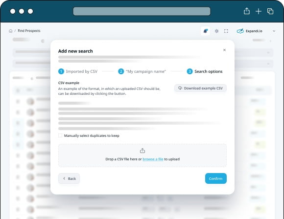 CSV file import interface for launching new LinkedIn outreach campaign