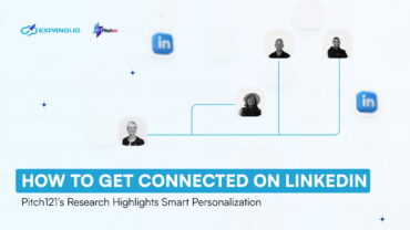 Article cover: 'HOW TO GET CONNECTED ON LINKEDIN' by Laura Hannan from Pitch121, in partnership with Expandi.io. Features research highlights on smart personalization.