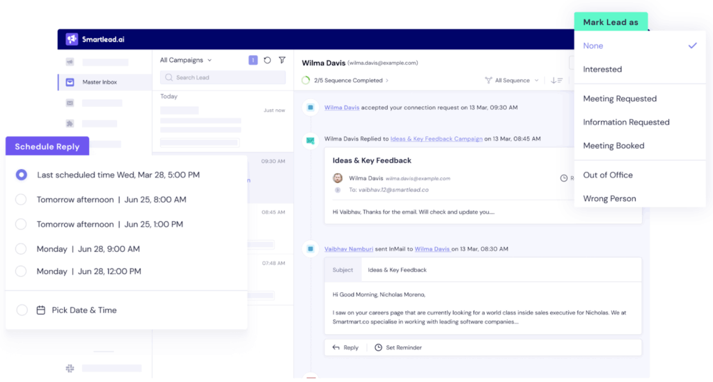 Smartlead screenshot for managing high-volume outreach