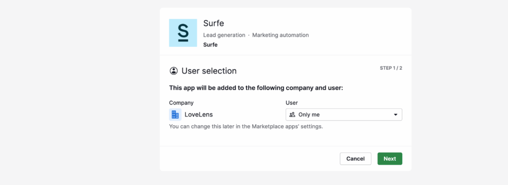 Selecting Pipedrive from the Surfe dashboard