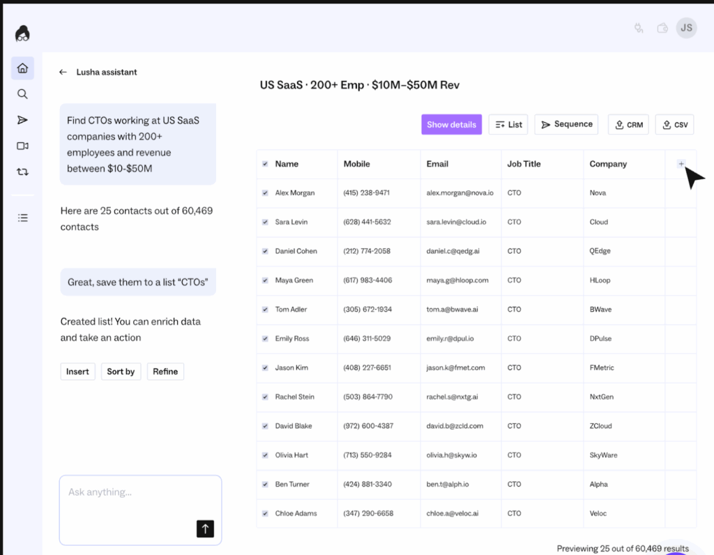 Lusha lead generation company