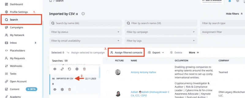 Assigning filtered contacts for an A/B test in Expandi