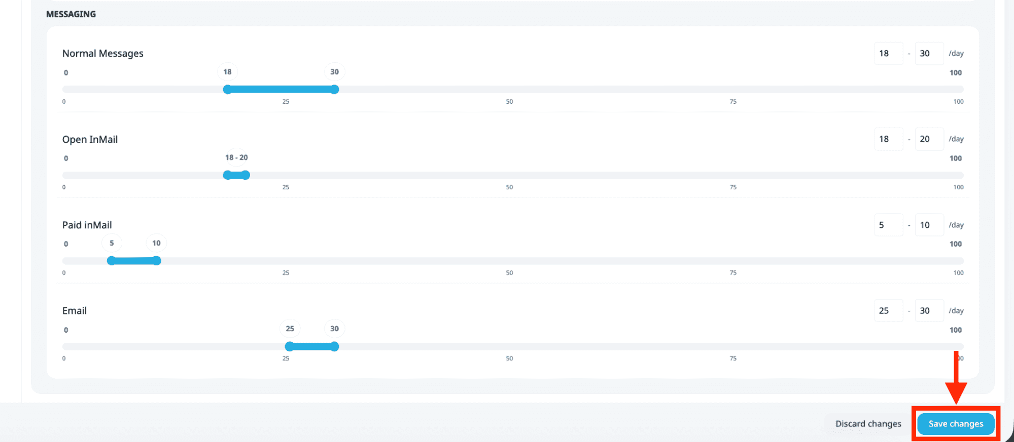 Setting LinkedIn daily limit with Expandi