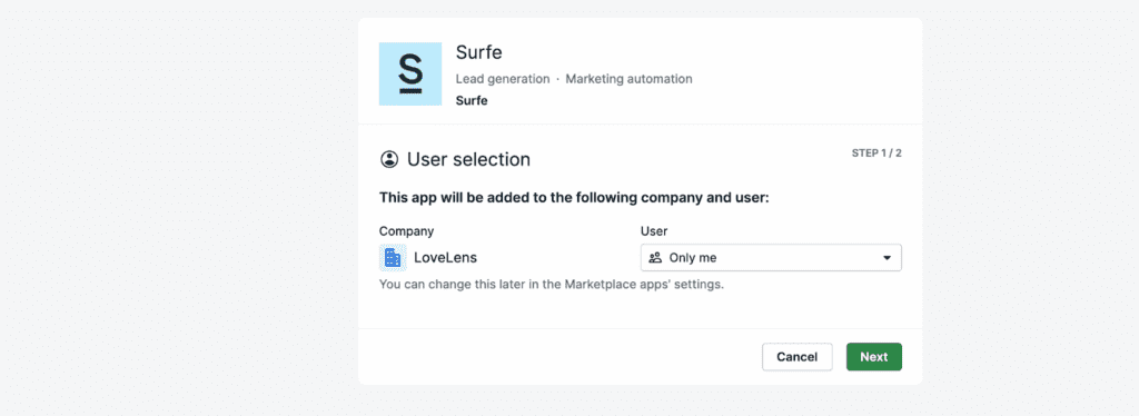 Selecting Pipedrive from the Surfe dashboard