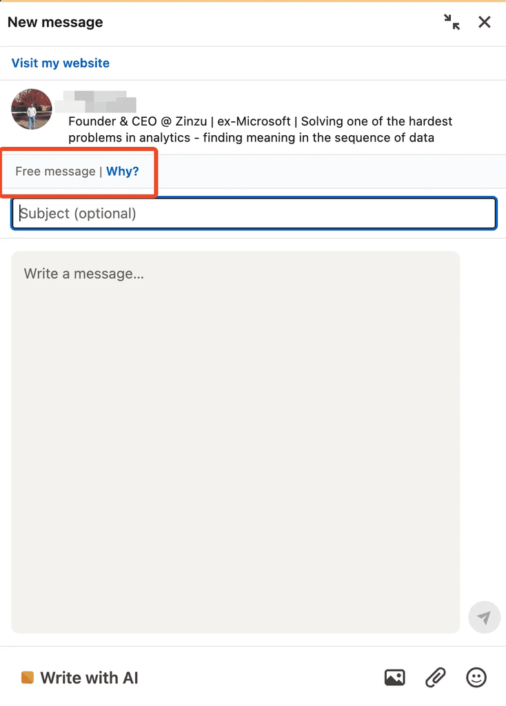 sending linkedin inmail message